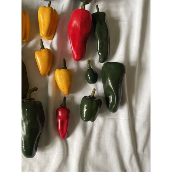 Set Of Decorative Faux Peppers In Red Yellow & Green - Picture 12 of 14